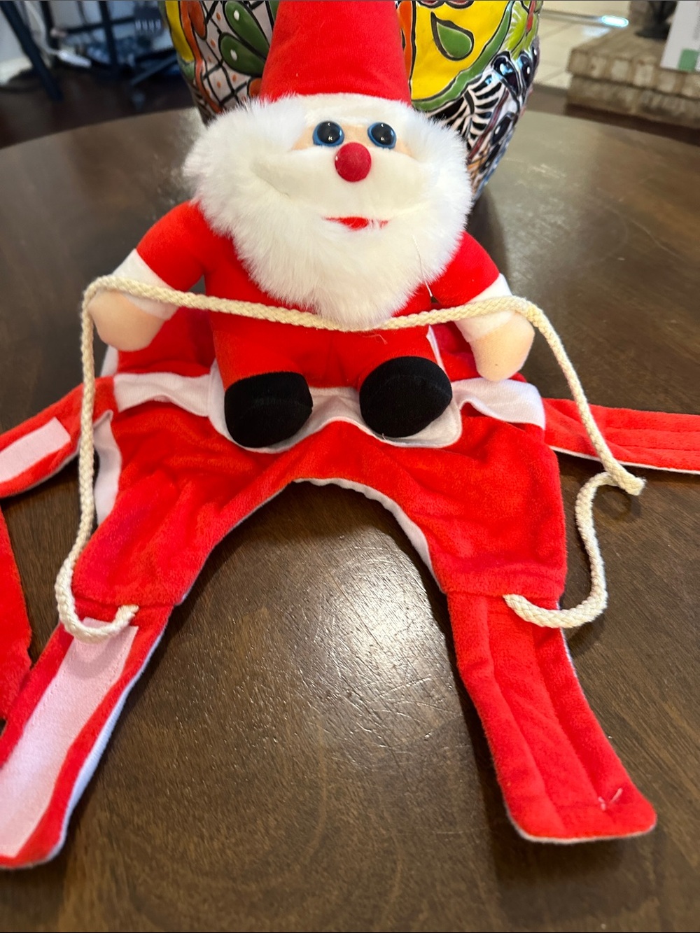 Plush Santa Holiday Dog Costume with Rope Straps - Red & White